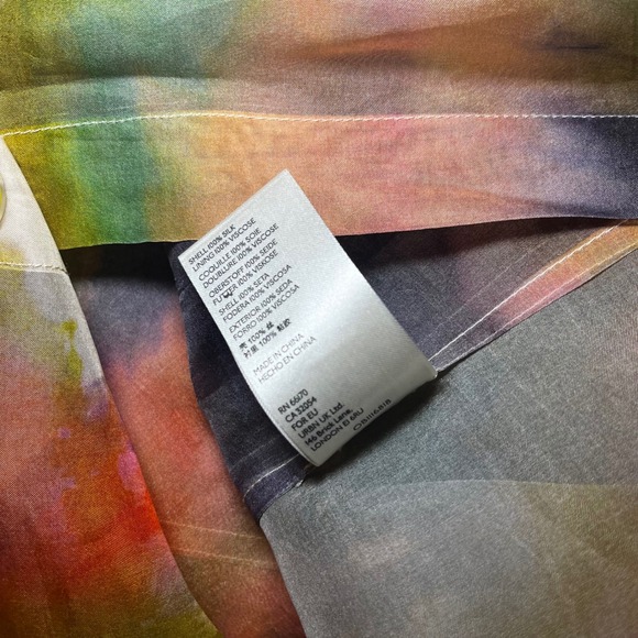 Anthropologie Aimee Clarke Silk Watercolor Sheer Button Up Shirtdress Midi Sz S - Picture 10 of 10